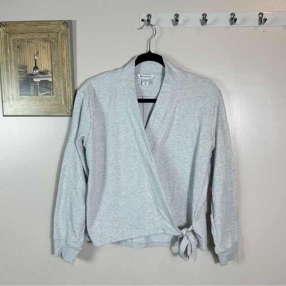 Athleta Gray V-Neck Sweater Soft Knit Casual - Picture 2 of 13